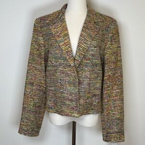 V.P. Collections Handwoven Silk Open Front Blazer Jacket Women’s Size Medium NWT